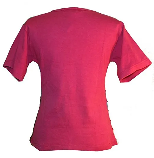 125 RB Multi-colored knitted patched razor cut floral embroidered t-shirt