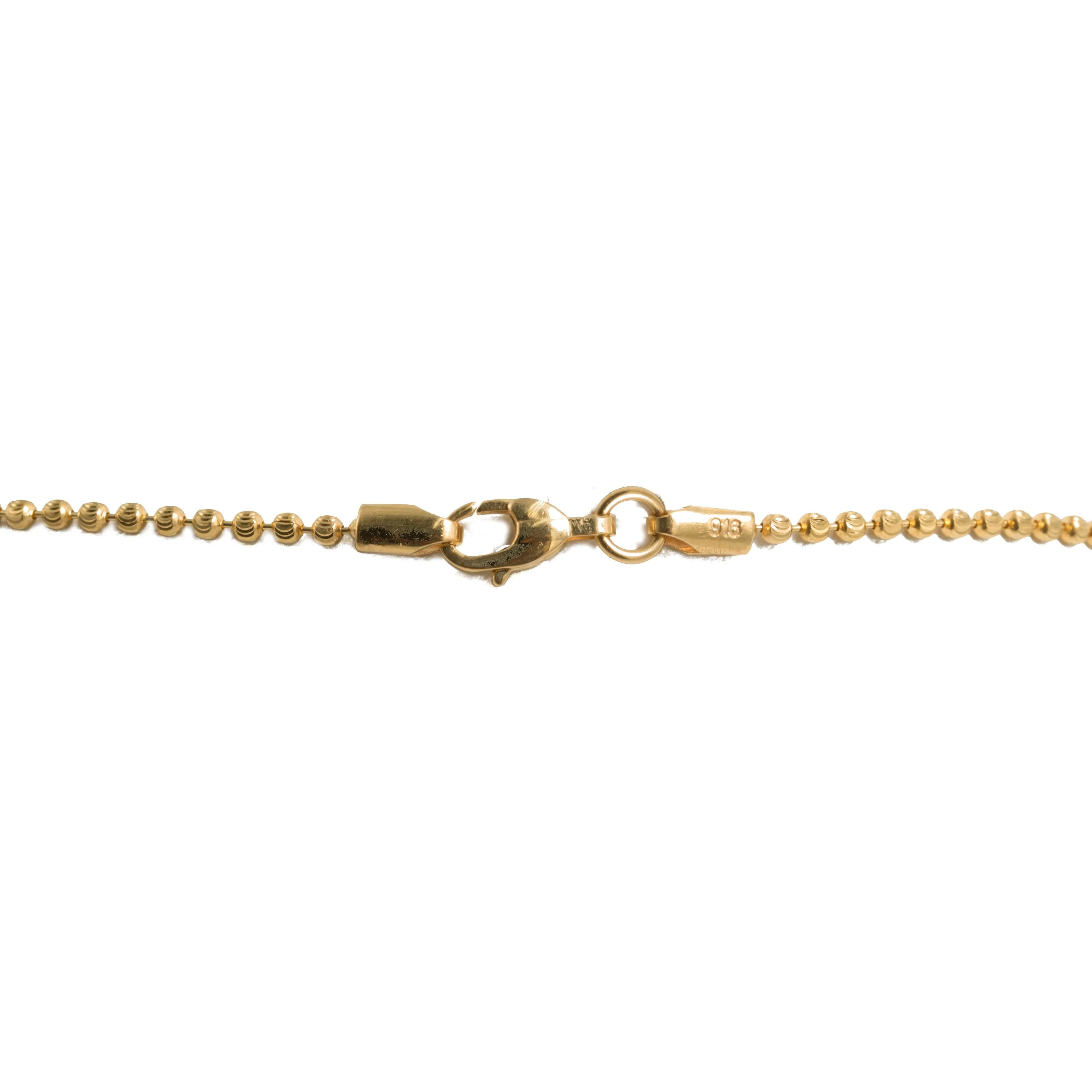 22K Multi Tone Gold Ball Chain W/ Rose Gold Balls & Draped Link Chains, 10.95gm