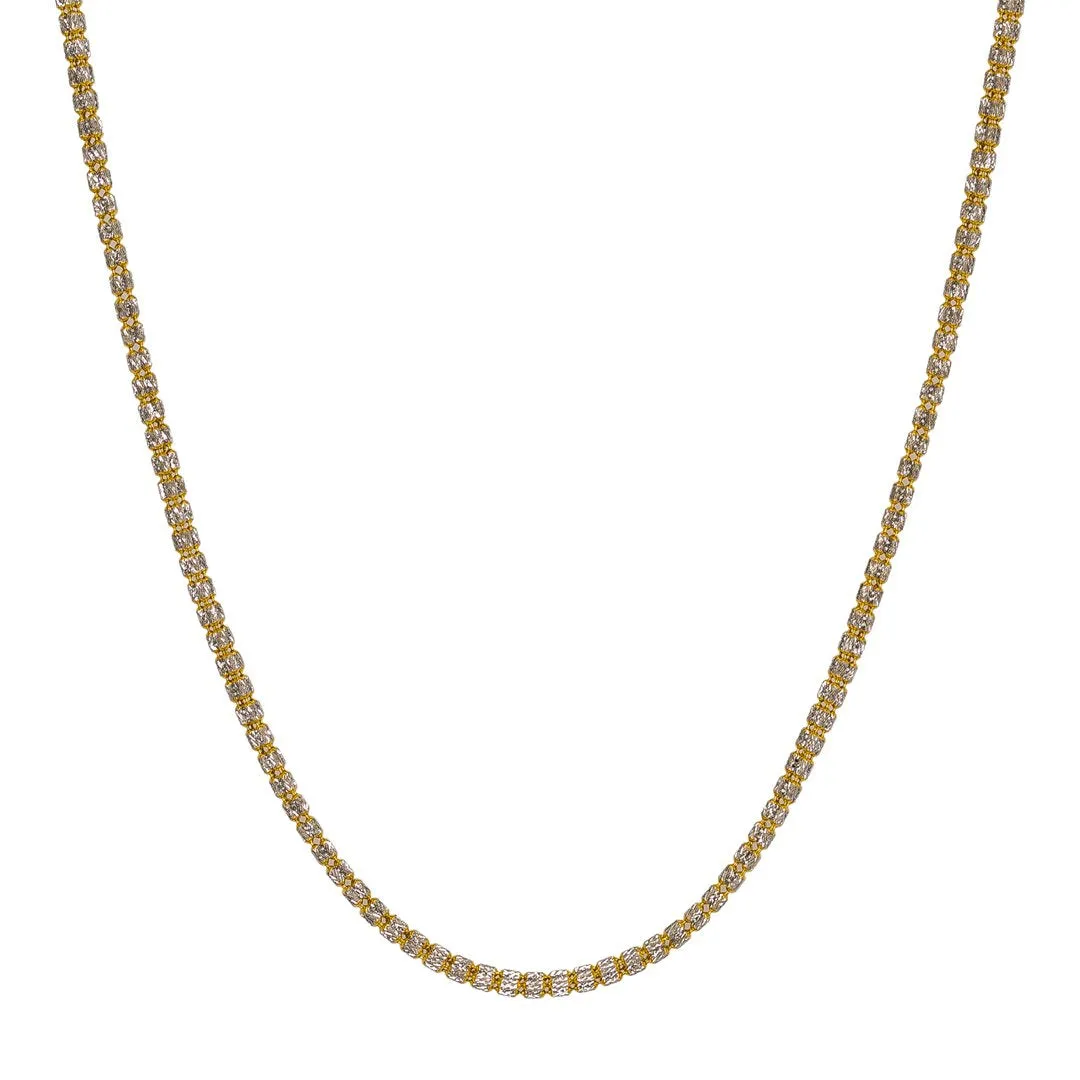 22K Multi Tone Gold Chain W/ Clustered Rondelle Beads