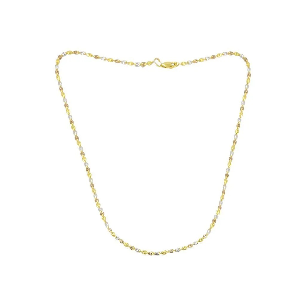 22K Multi Tone Gold Chain W/ Multi Tone Acorn Beaded Accents