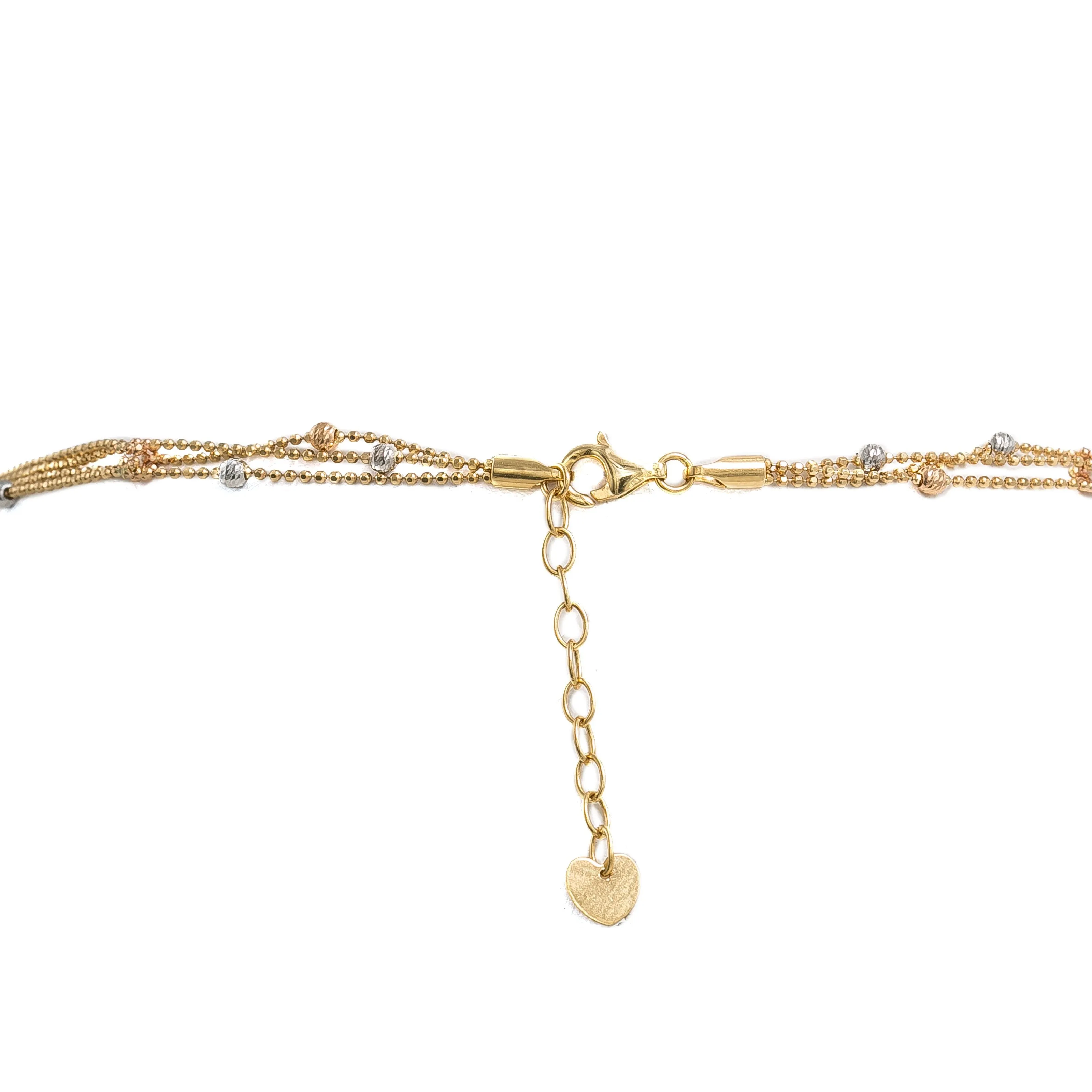 22K Multi Tone Gold Set Necklace & Earrings W/ Beaded Tangled-Tassel Design
