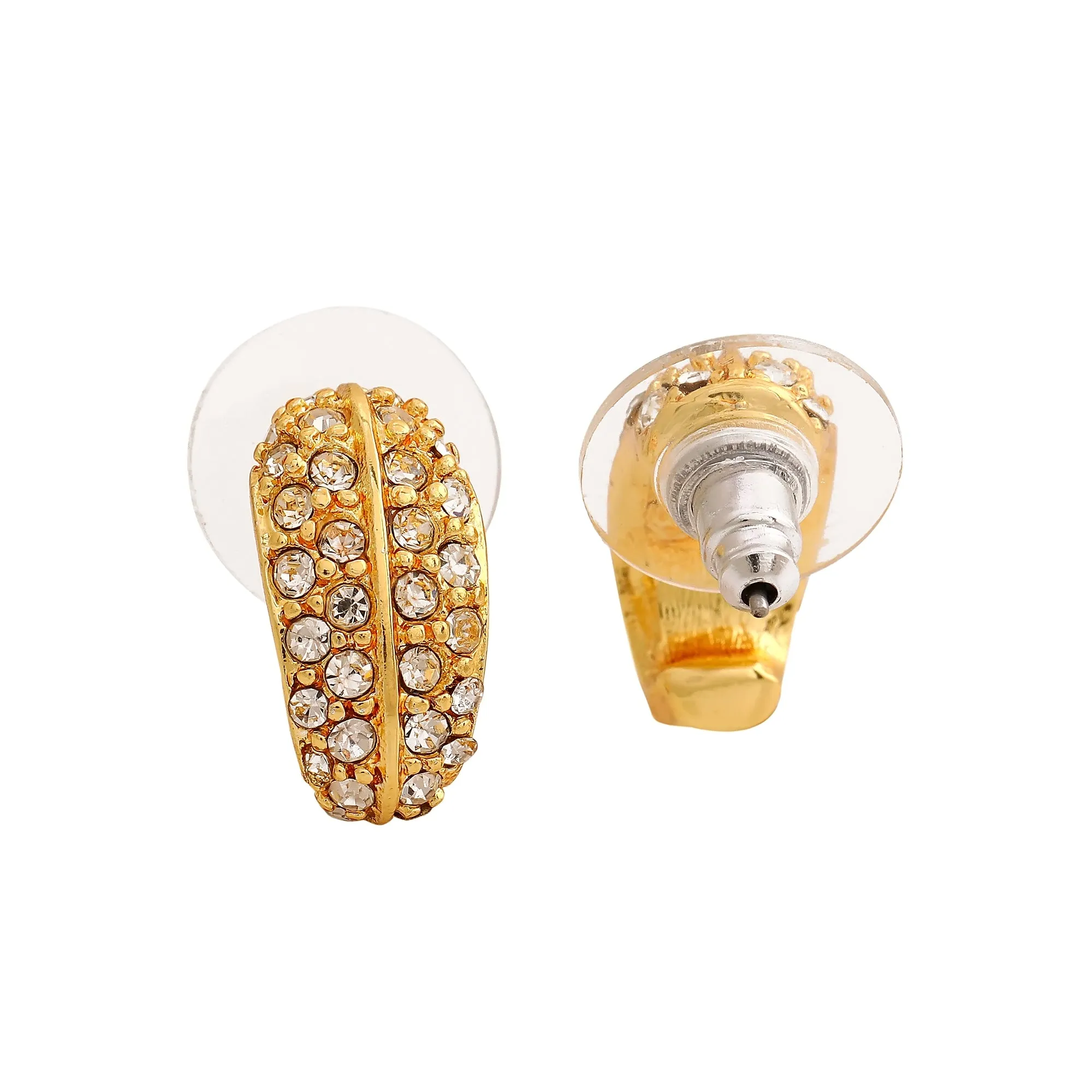 24Kt Gold Plated Candy Earring with White Crystals