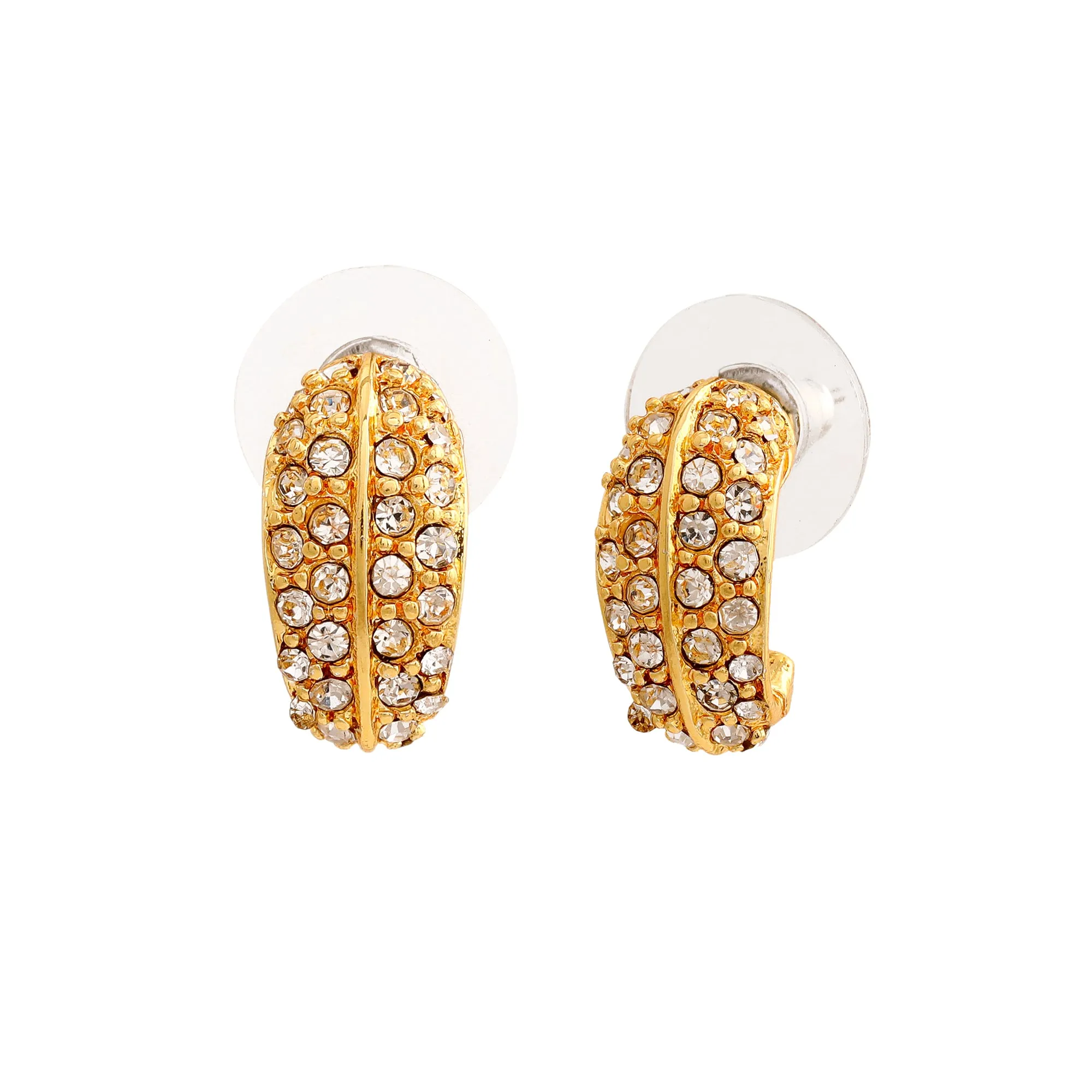 24Kt Gold Plated Candy Earring with White Crystals