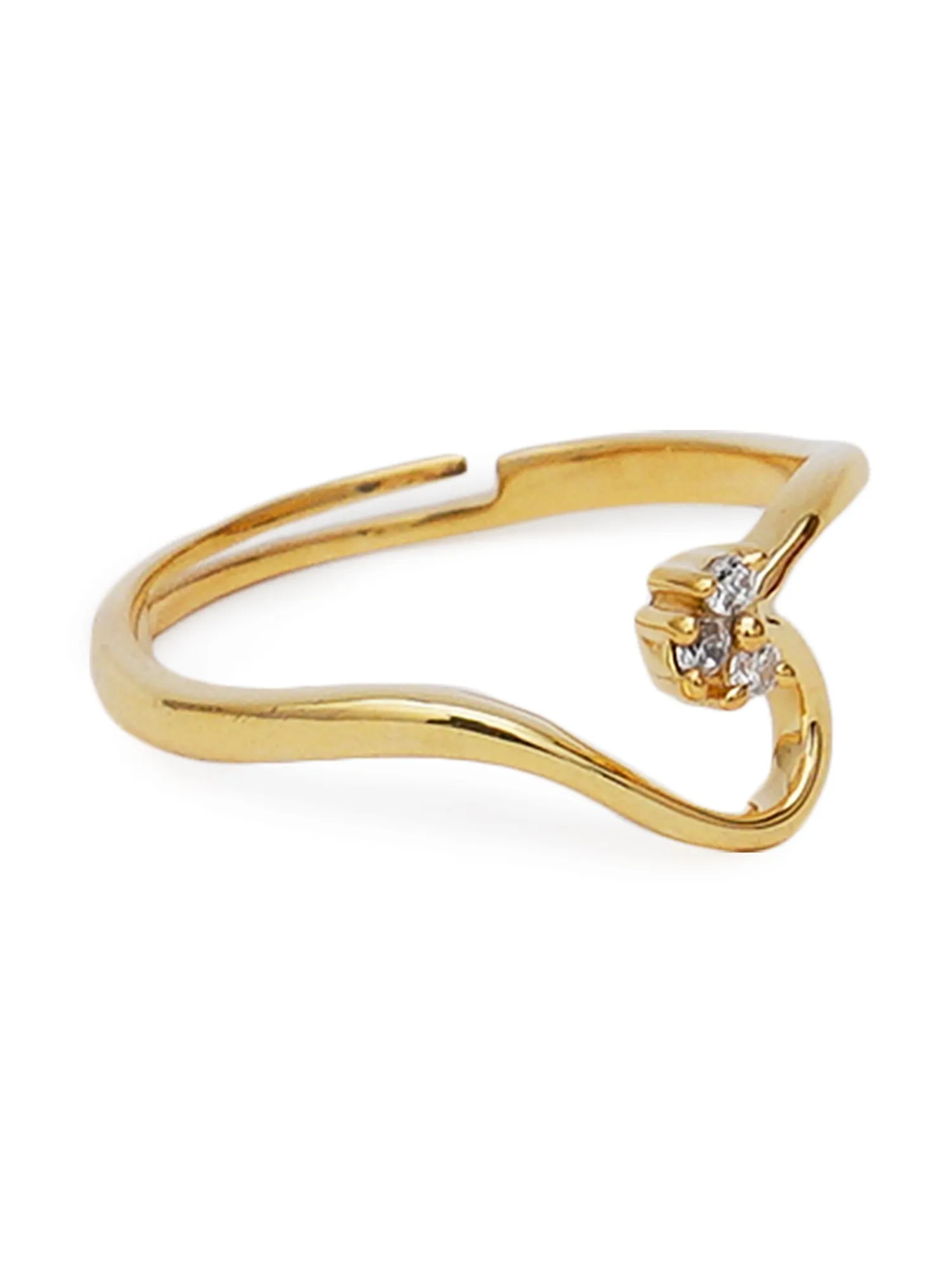 925 GoldPlated Sterling Silver Adjustable Crystal Adjustable Ring for Women