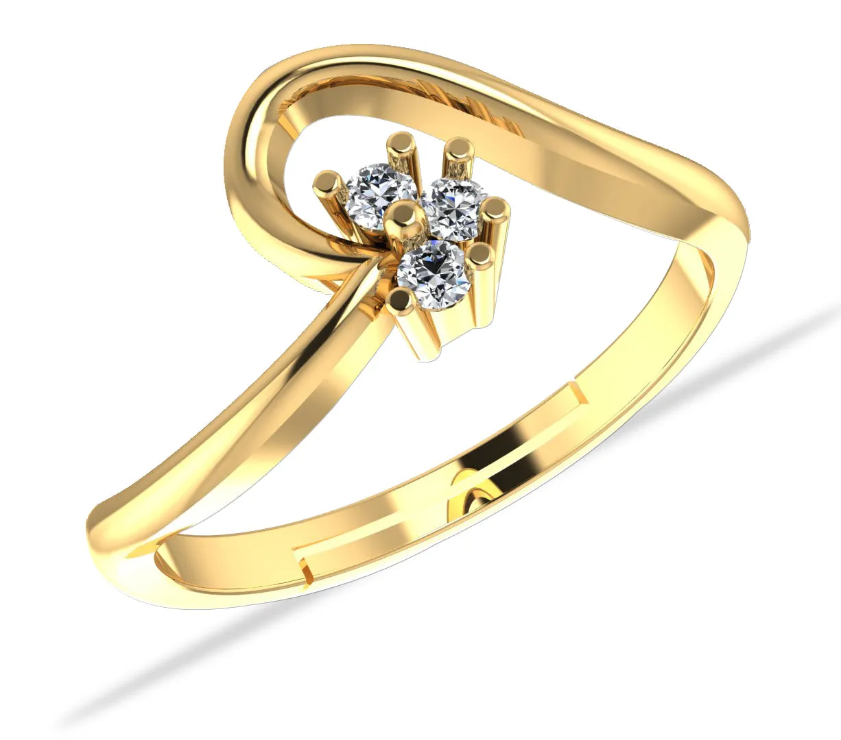 925 GoldPlated Sterling Silver Adjustable Crystal Adjustable Ring for Women