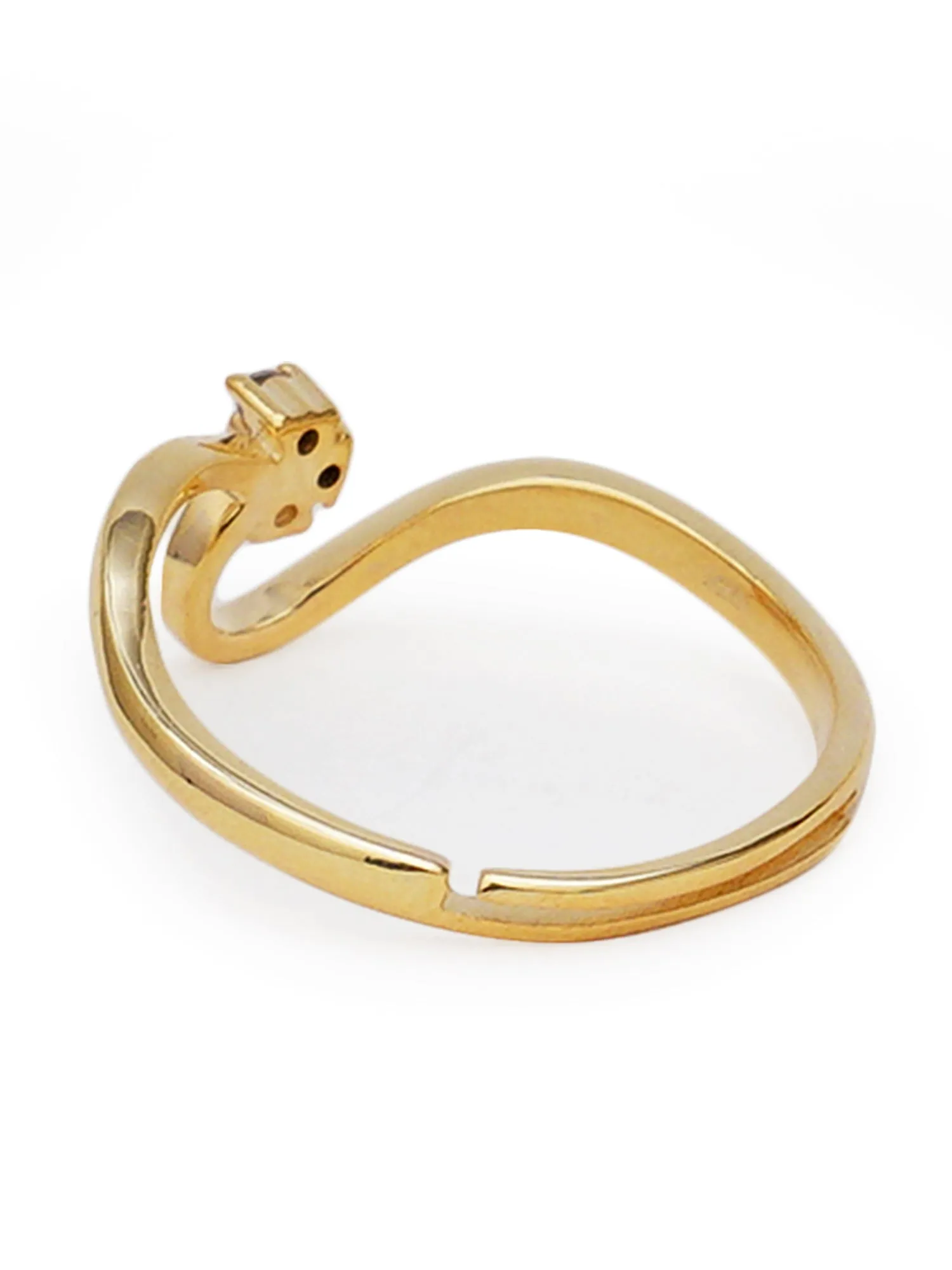925 GoldPlated Sterling Silver Adjustable Crystal Adjustable Ring for Women