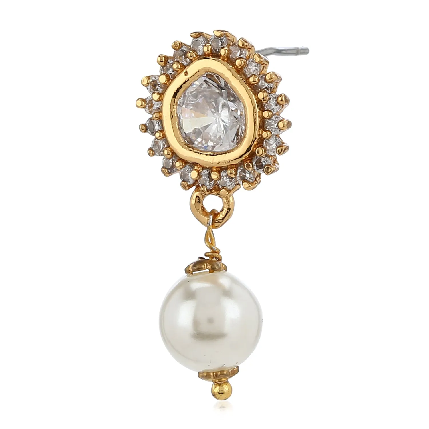 AD Stone Pearl drop Earring