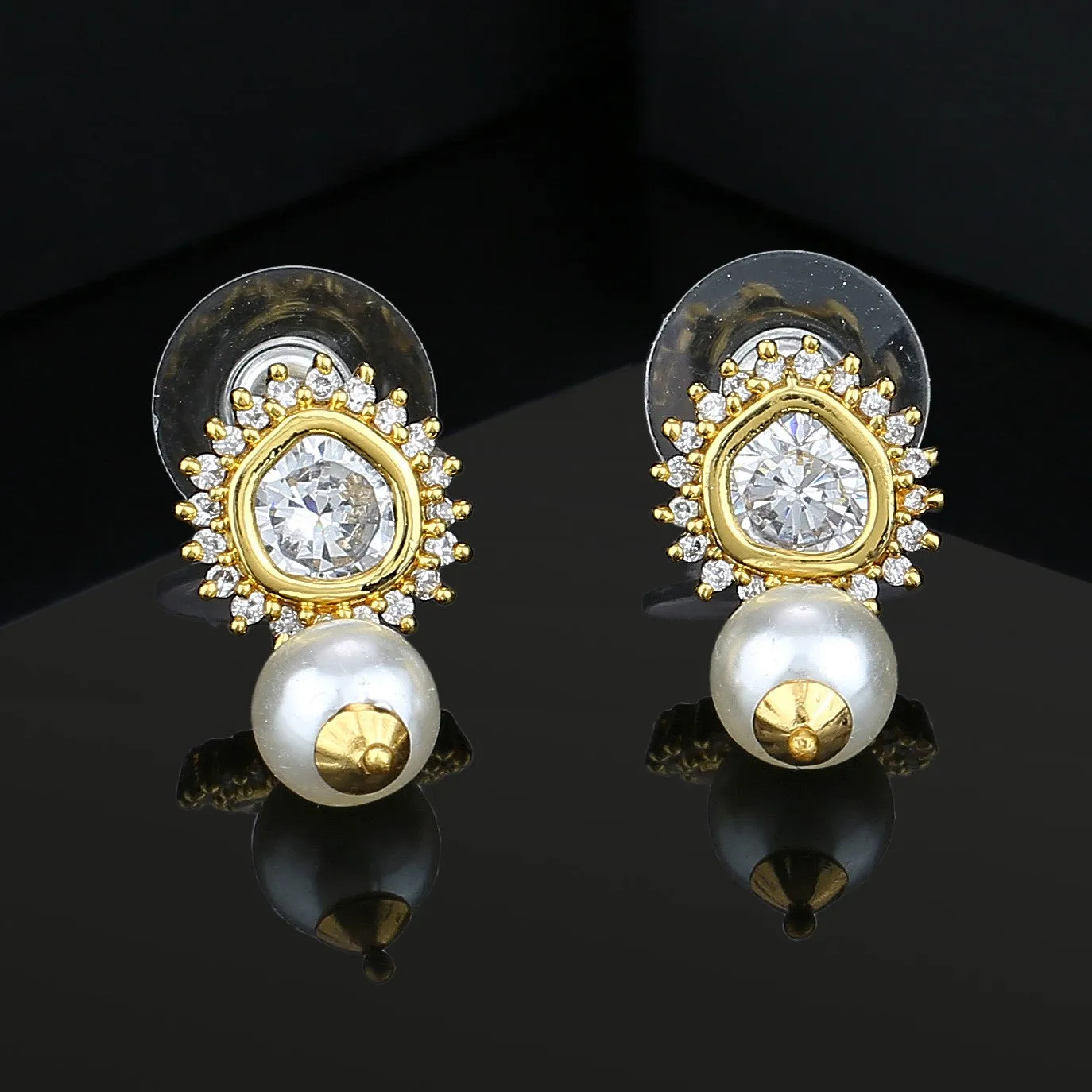 AD Stone Pearl drop Earring