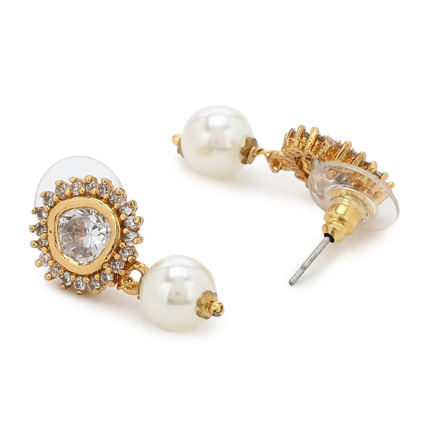 AD Stone Pearl drop Earring