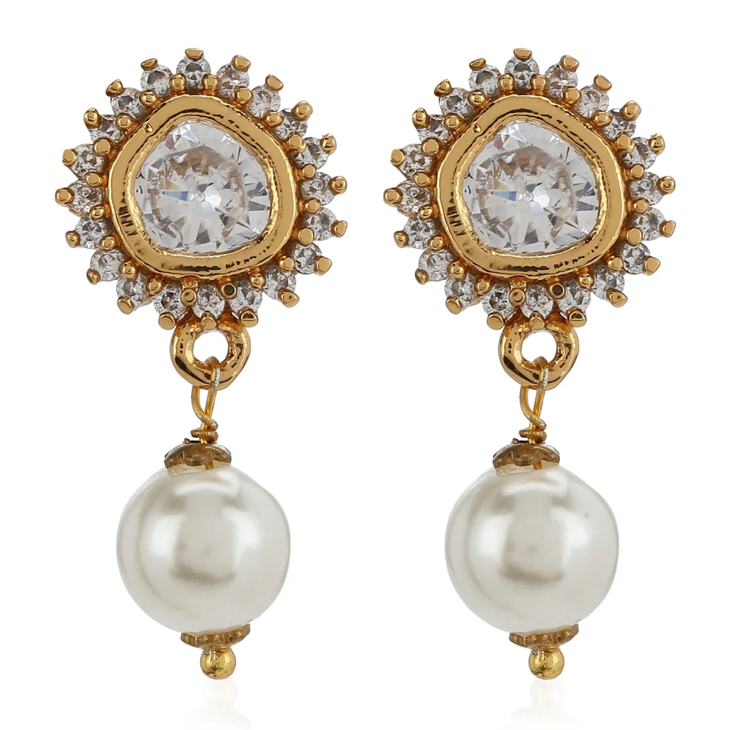 AD Stone Pearl drop Earring