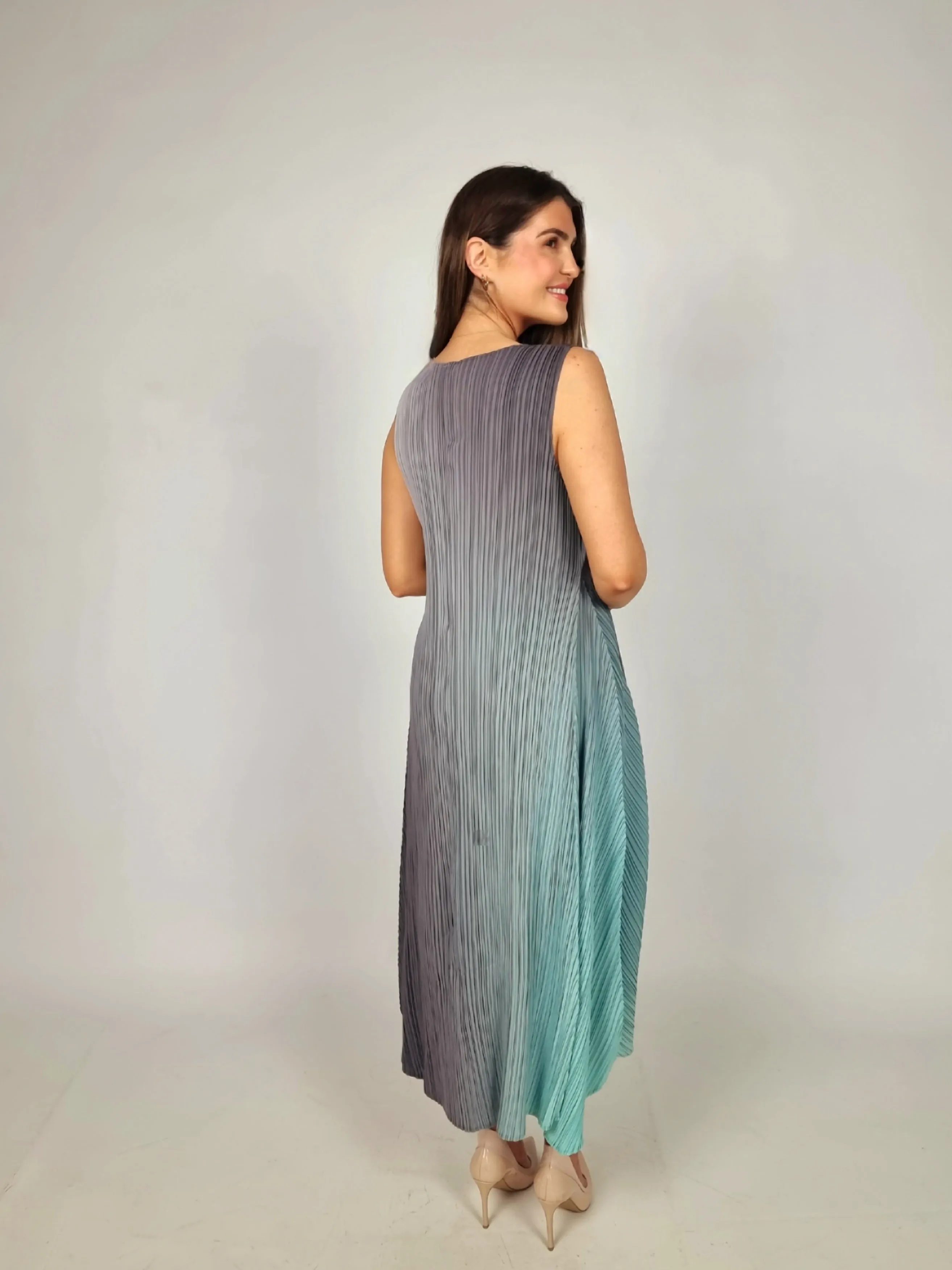 Alquema Long Estrella Dress And Collare Coat - Fog Dew