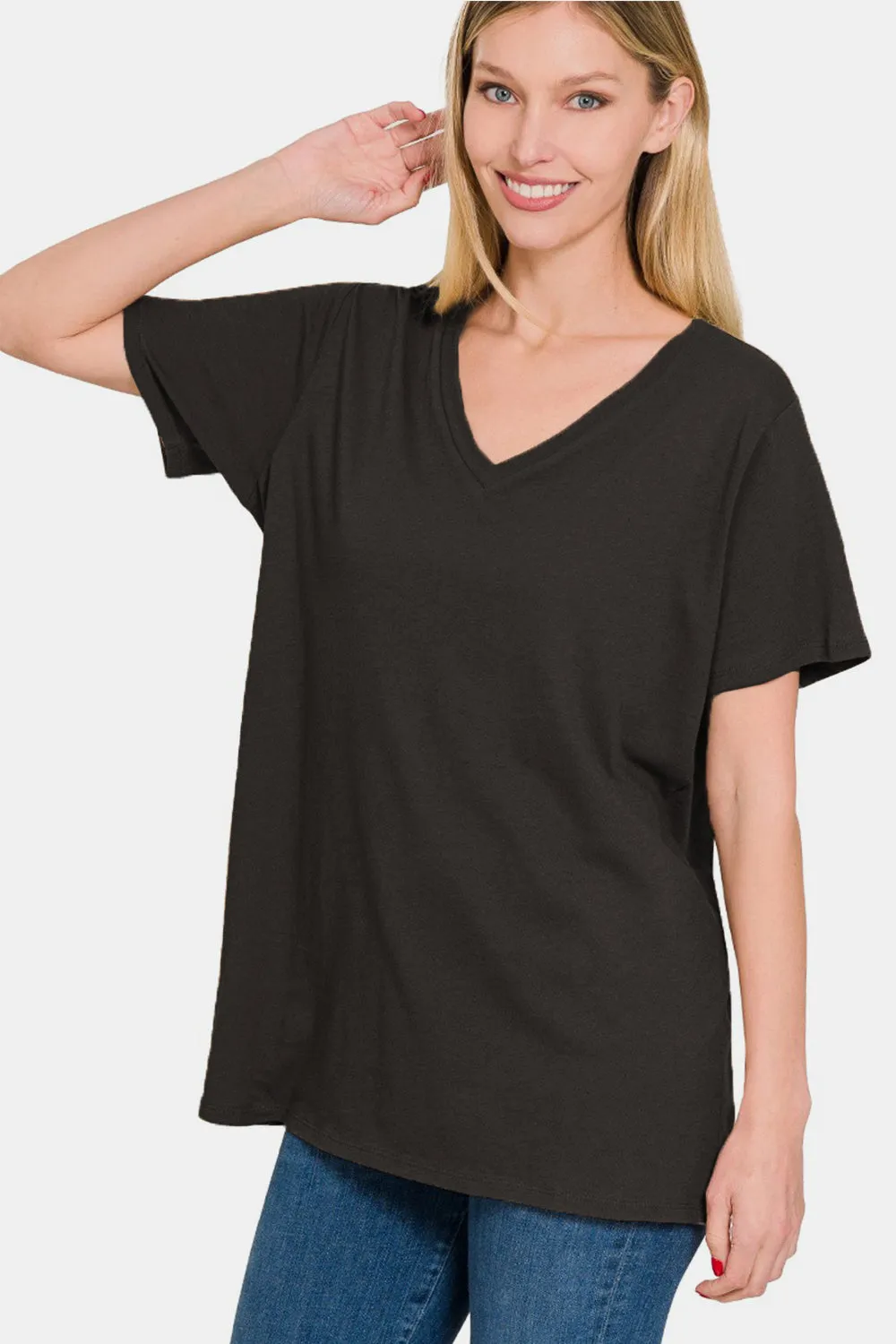 Amber Moon Basics: Black V-Neck Tee
