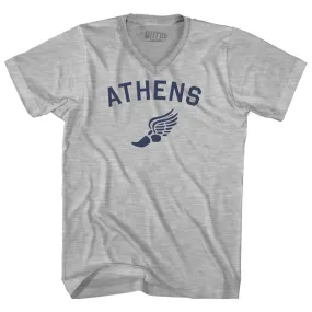 Athens Running Track Winged Foot Adult Cotton V-neck T-shirt