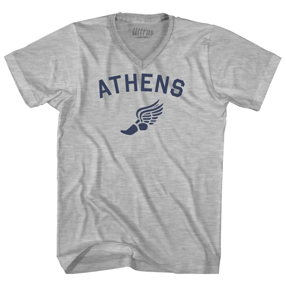 Athens Running Track Winged Foot Adult Cotton V-neck T-shirt