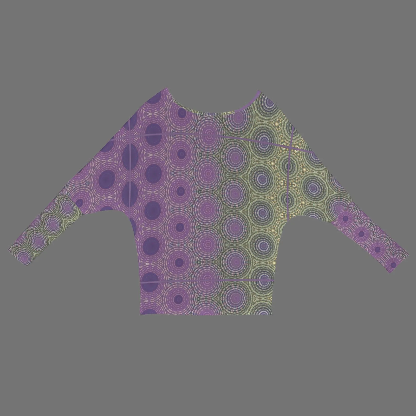 Batwing Long Sleeve Sweater Green Purple