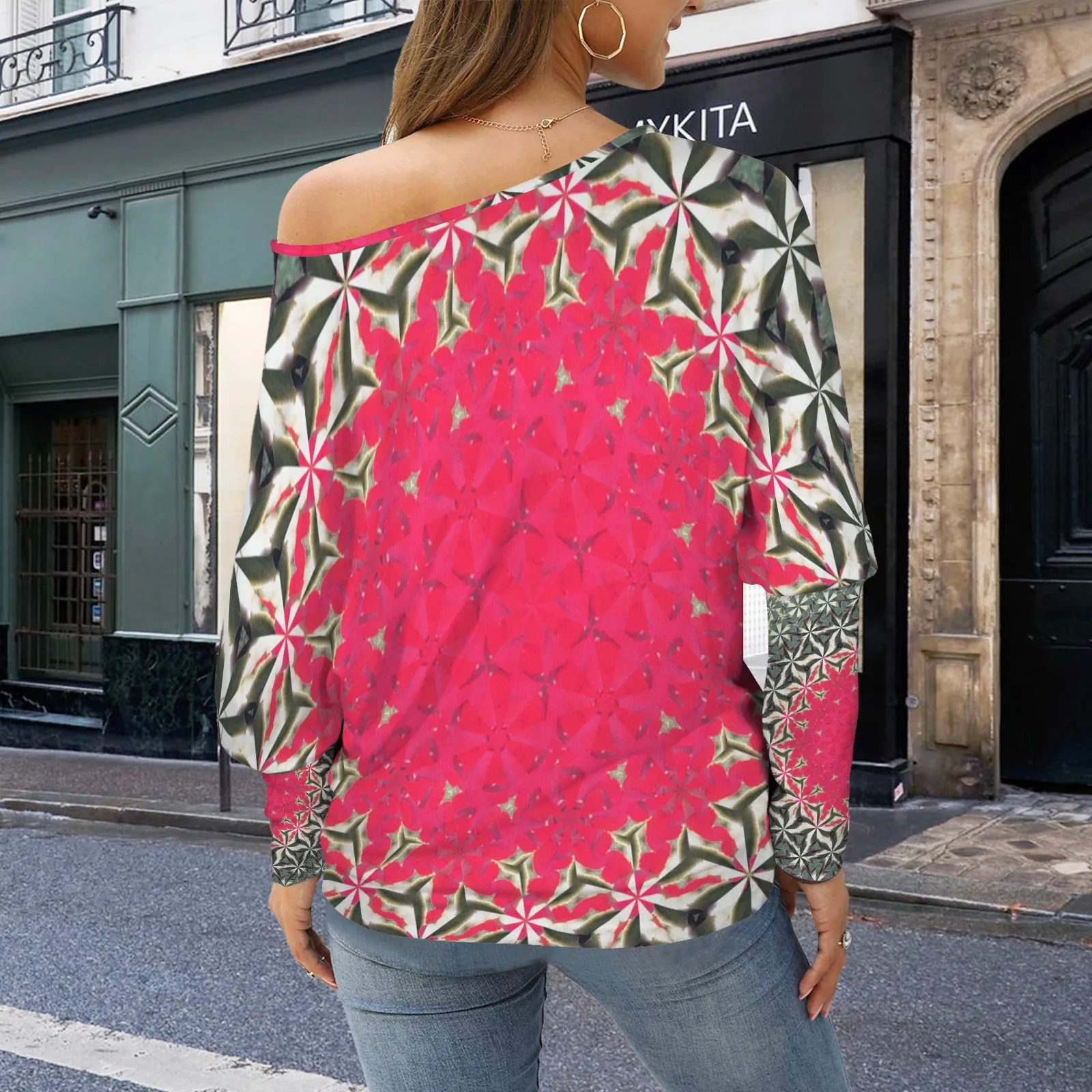 Batwing Long Sleeve Sweater Hollyhocks