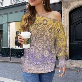 Batwing Long Sleeve Sweater Purple & Gold