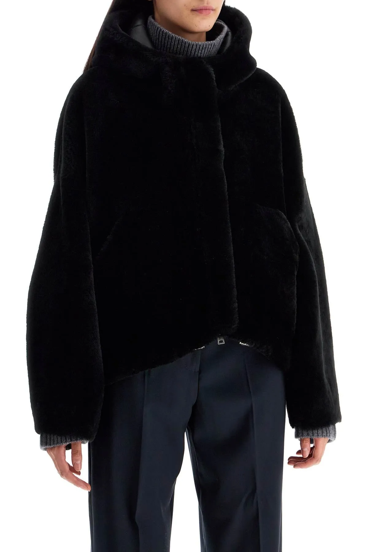 **Stylish BLANCHA Shearling Bomber Jacket for Ultimate Warmth and Comfort**