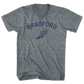 Bradford Running Track Winged Foot Adult Tri-Blend V-neck T-shirt