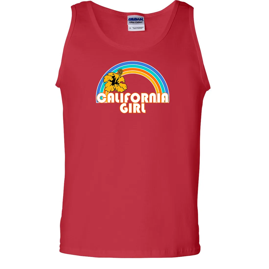 California Girl Rainbow Hibiscus Asst Colors Tank Top