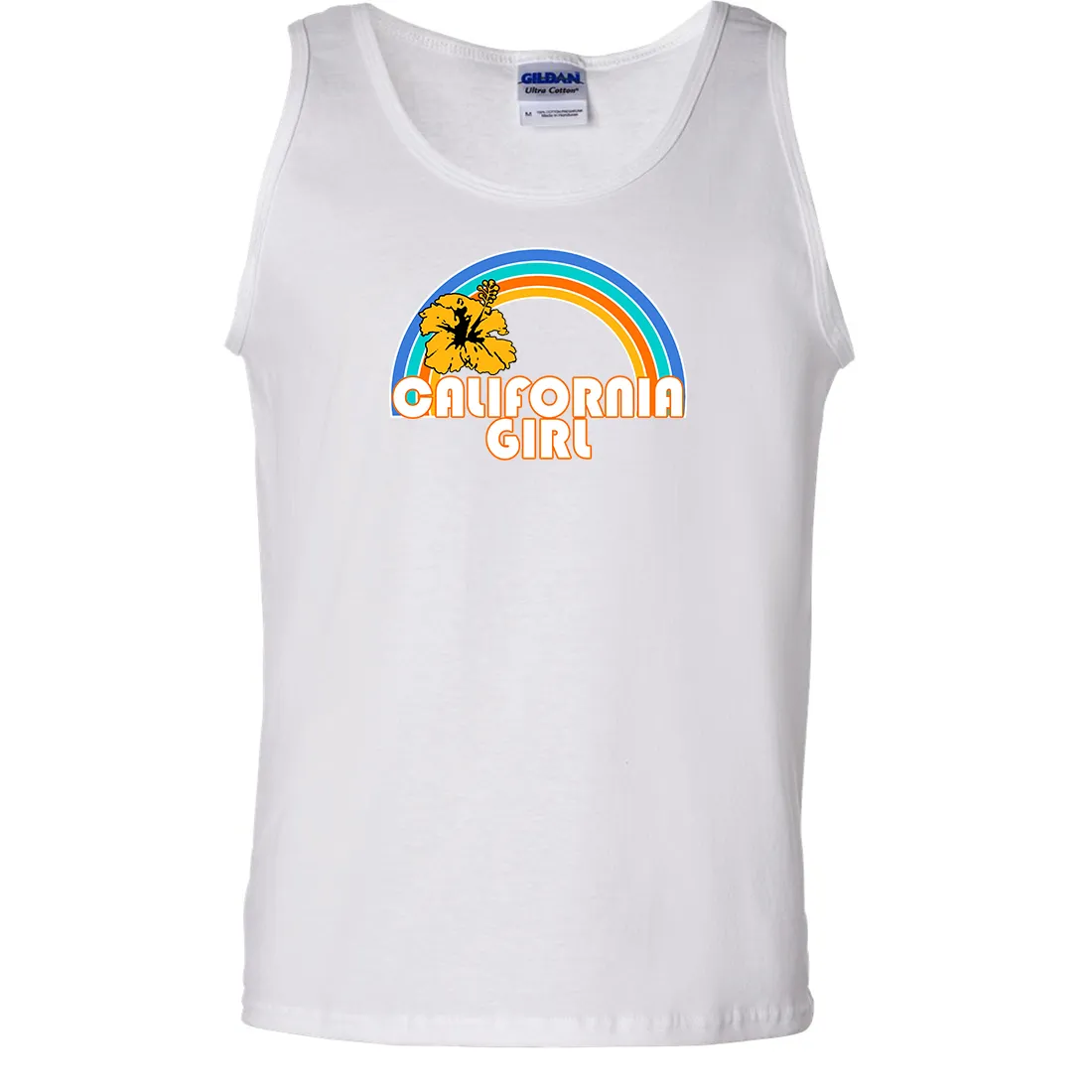 California Girl Rainbow Hibiscus Asst Colors Tank Top