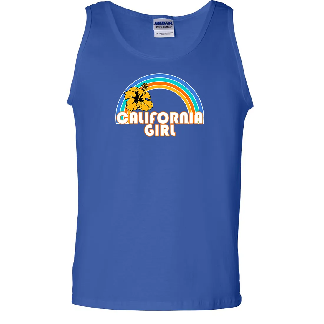 California Girl Rainbow Hibiscus Asst Colors Tank Top