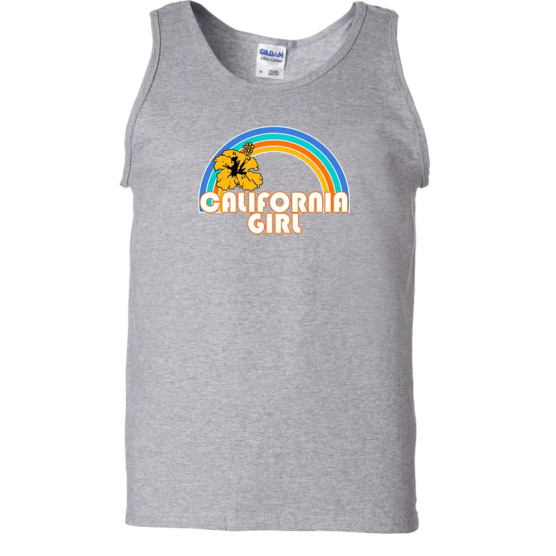 California Girl Rainbow Hibiscus Asst Colors Tank Top