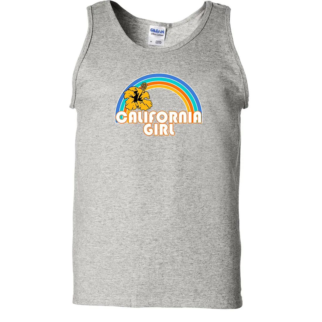 California Girl Rainbow Hibiscus Asst Colors Tank Top