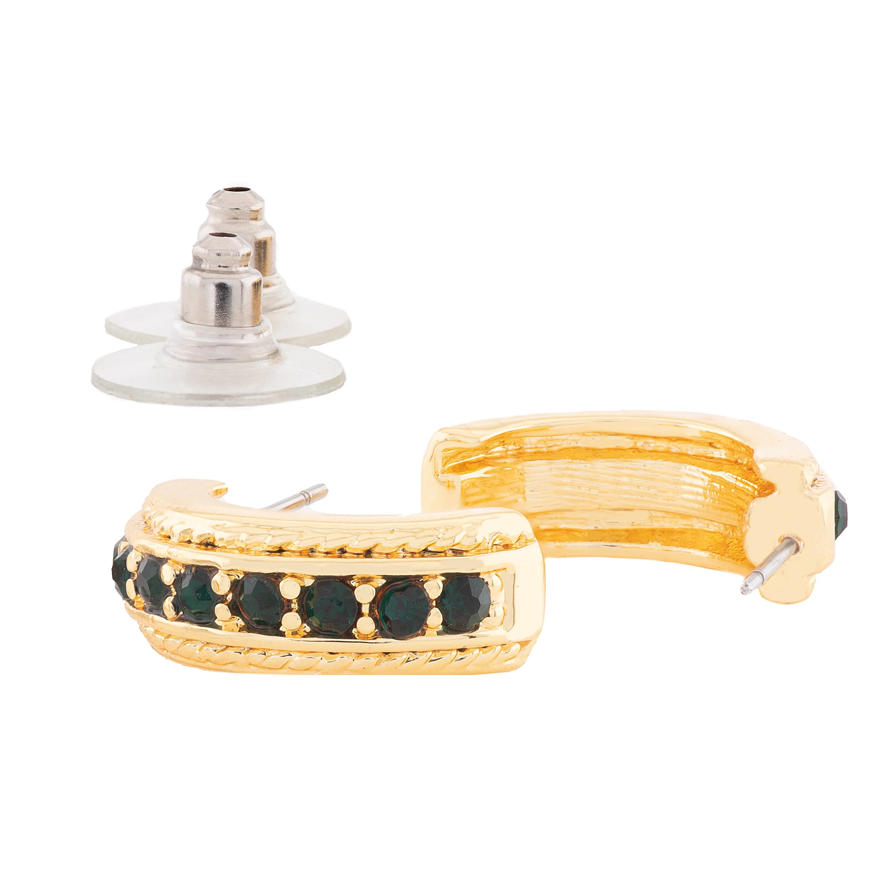 Candy Crystal Collection Gold Plated Green Crystal Stud Earrings