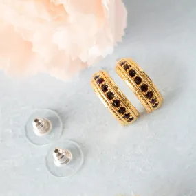 Candy Crystal Collection Gold Plated Magenta Crystal Stud Earrings