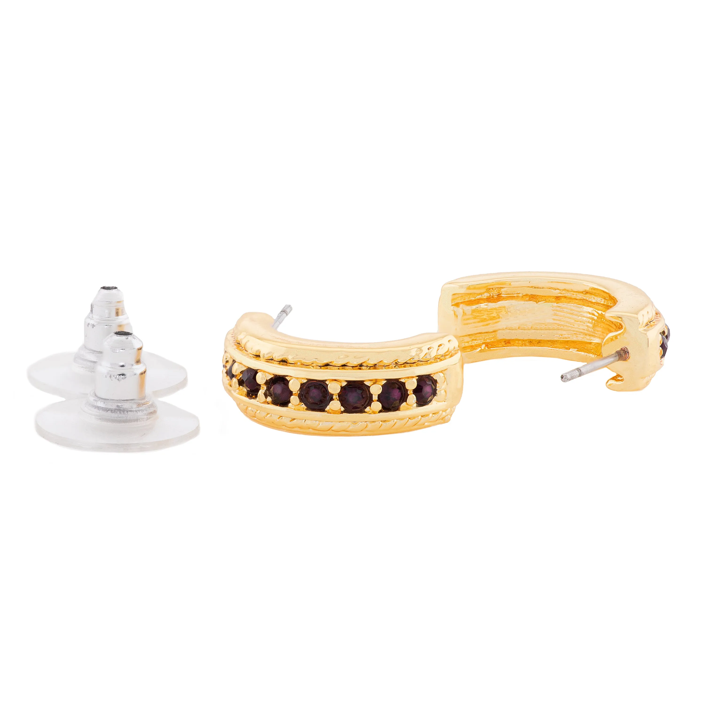 Candy Crystal Collection Gold Plated Magenta Crystal Stud Earrings