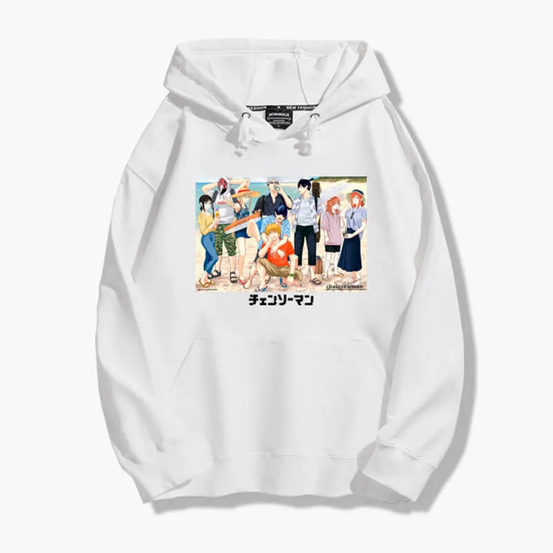 Chainsaw Man Beach Party Anime Hoodie