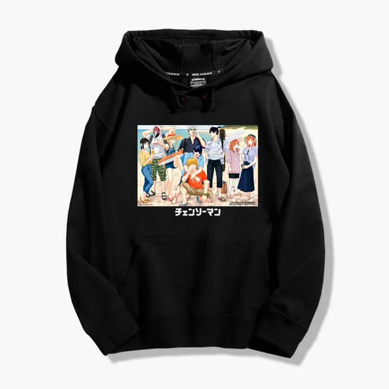 Chainsaw Man Beach Party Anime Hoodie