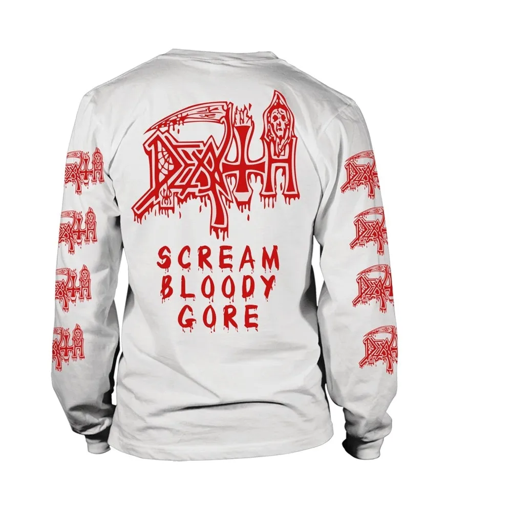 Death "Scream Bloody Gore" White Long Sleeve T shirt