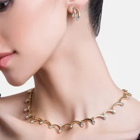 Estele 24 Kt Gold Plated arclinked with Austrian Crystals Necklace Set for Women