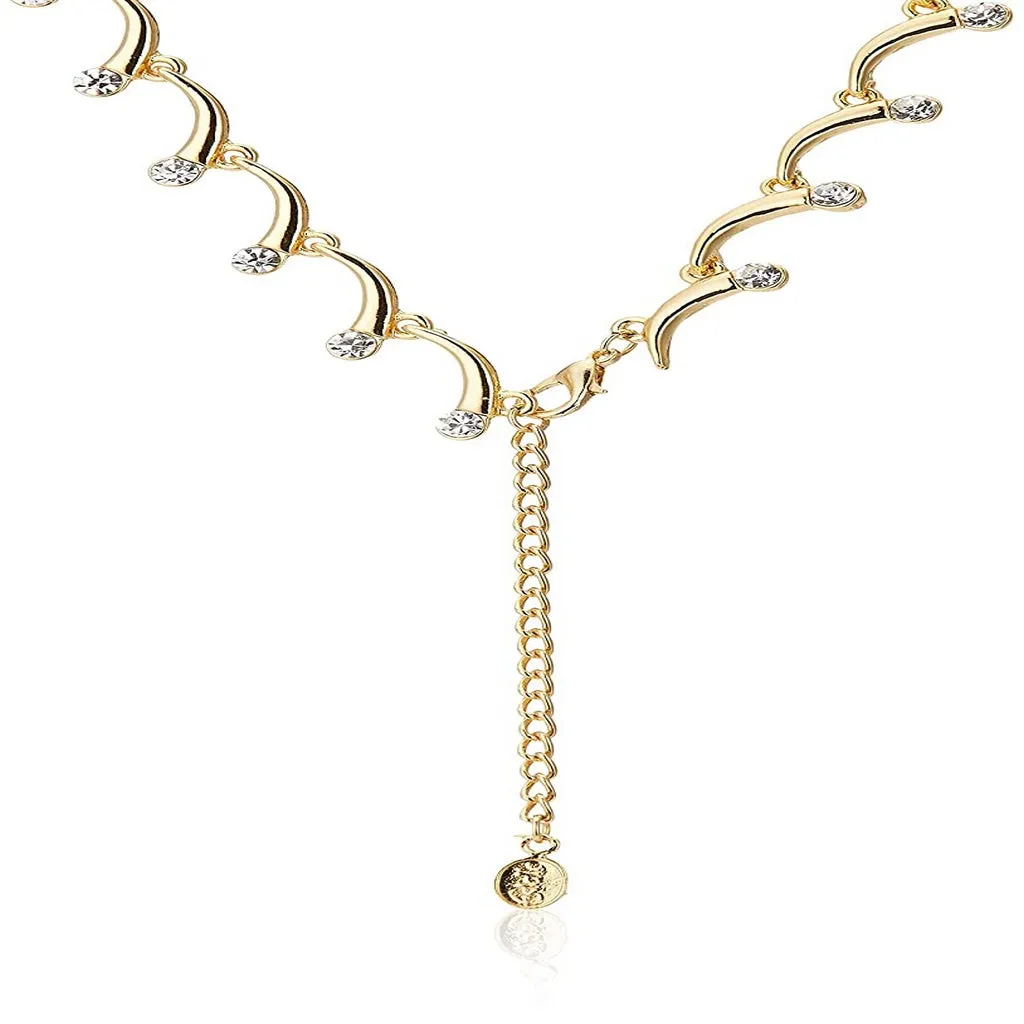 Estele 24 Kt Gold Plated arclinked with Austrian Crystals Necklace Set for Women