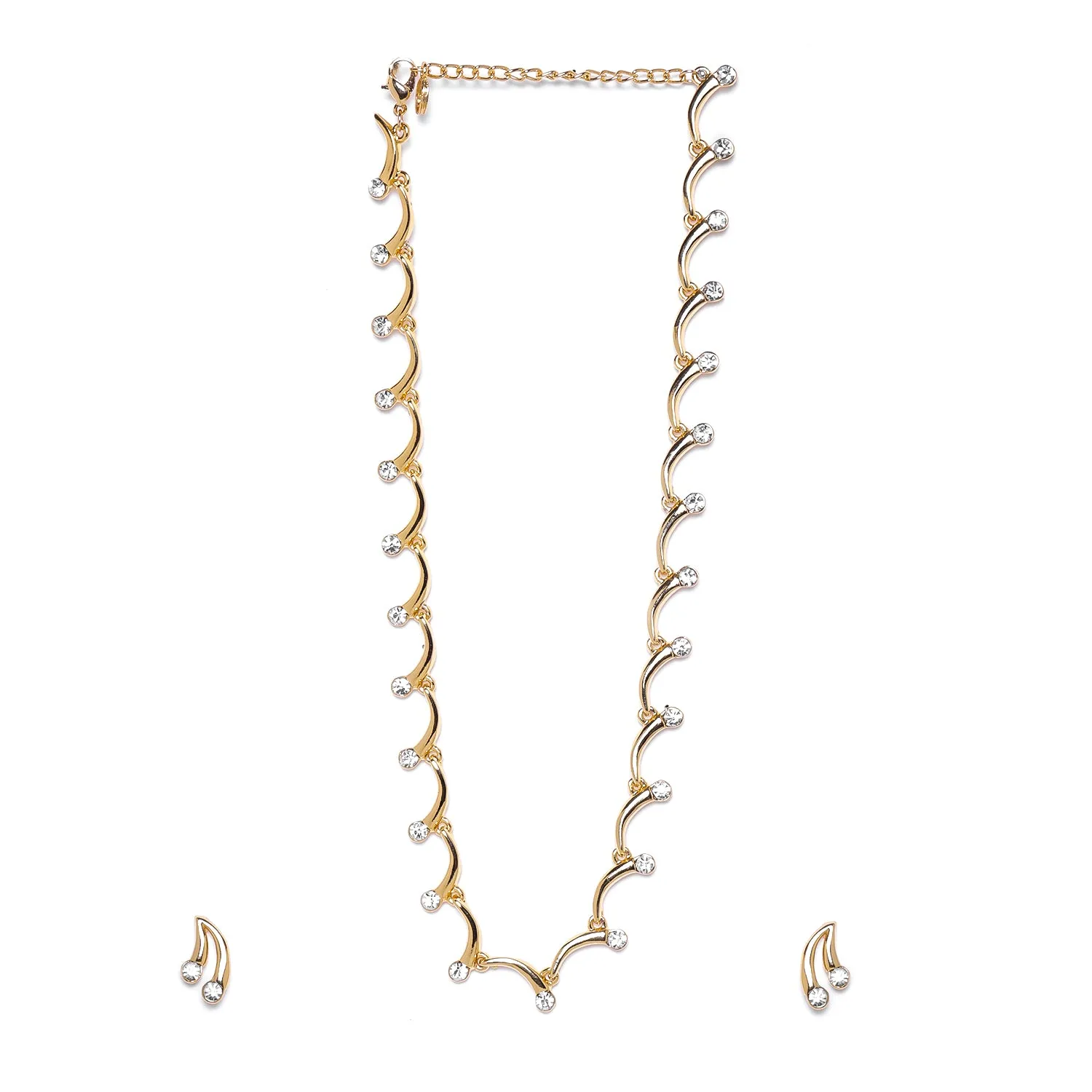 Estele 24 Kt Gold Plated arclinked with Austrian Crystals Necklace Set for Women