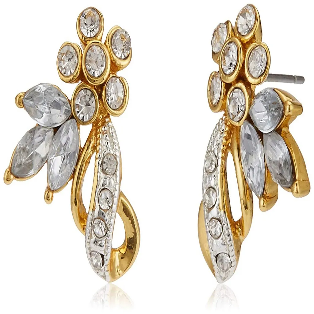 Estele 24 Kt Gold Plated Flower leaf Necklace Set with Austrian Crystals