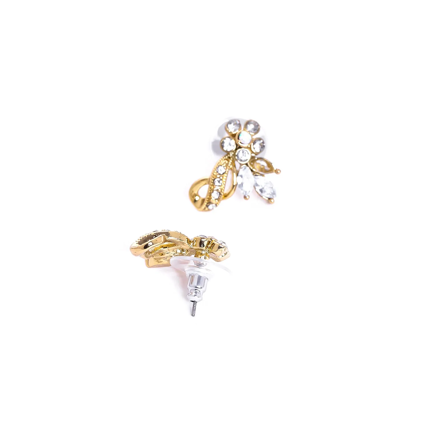 Estele 24 Kt Gold Plated Flower leaf Necklace Set with Austrian Crystals
