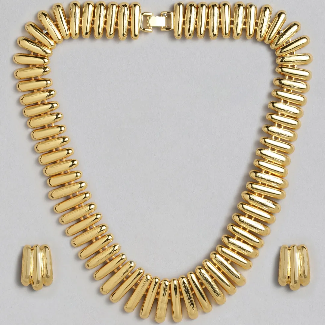 Estele 24 Kt Gold Plated Link capsule Necklace