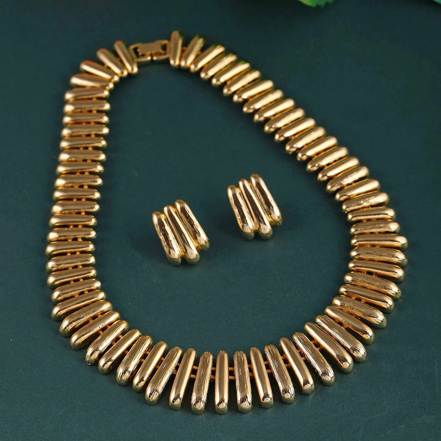 Estele 24 Kt Gold Plated Link capsule Necklace