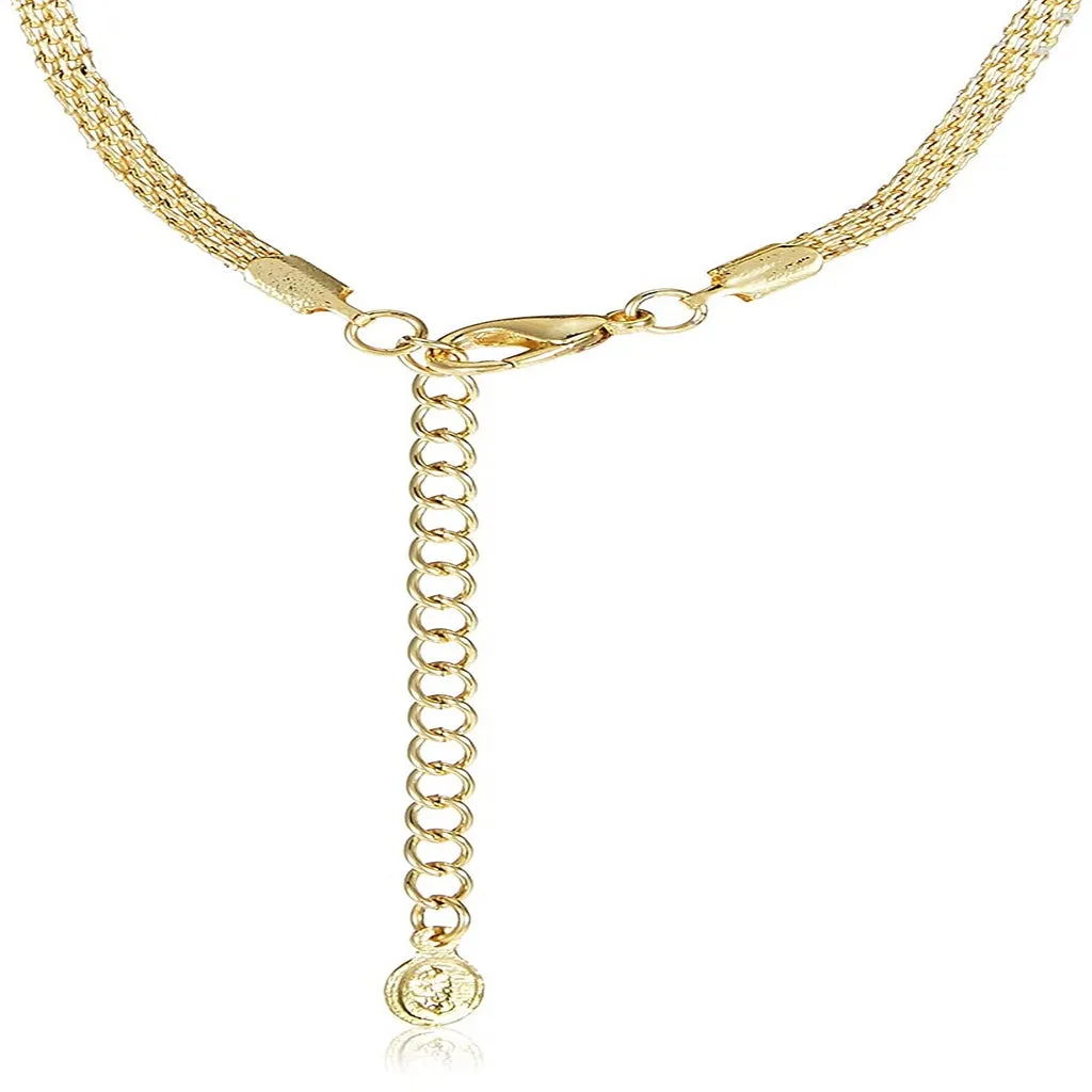 Estele 24 Kt Gold Plated Necklace with Green stones and Austrian Crystal Necklace Set for Women