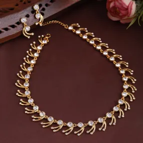 Estele - 24 KT Gold Plated Valentine Collection American Diamond Necklace Set for Women