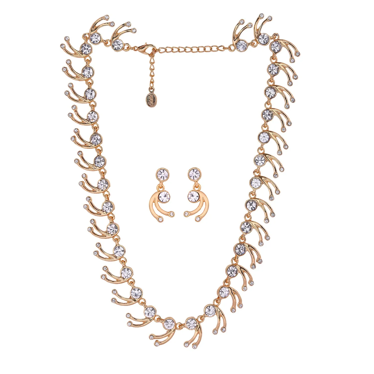 Estele - 24 KT Gold Plated Valentine Collection American Diamond Necklace Set for Women