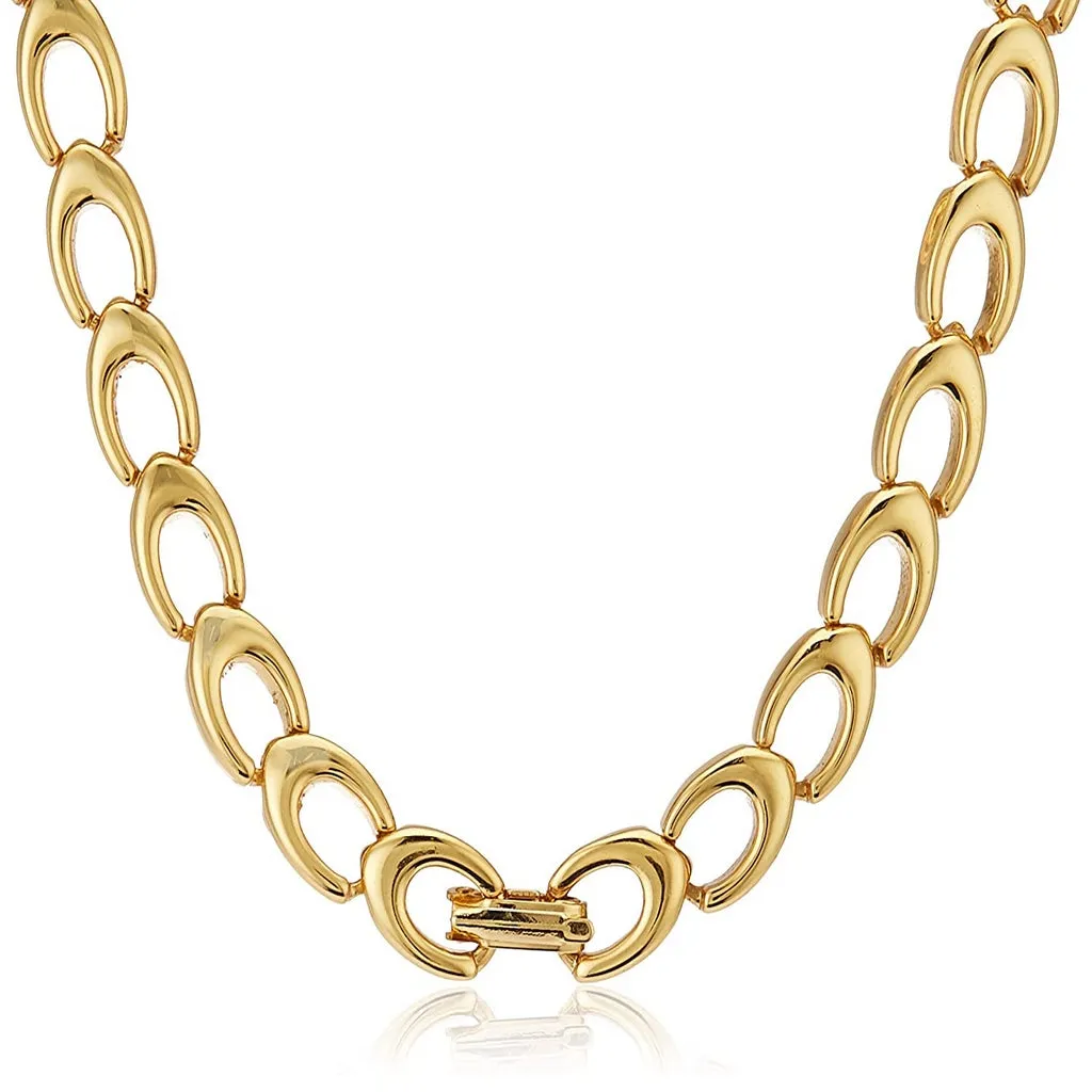 Estele 24 Kt Gold Plated Wedding Jewellery Austrian Diamond Necklace Set For Women