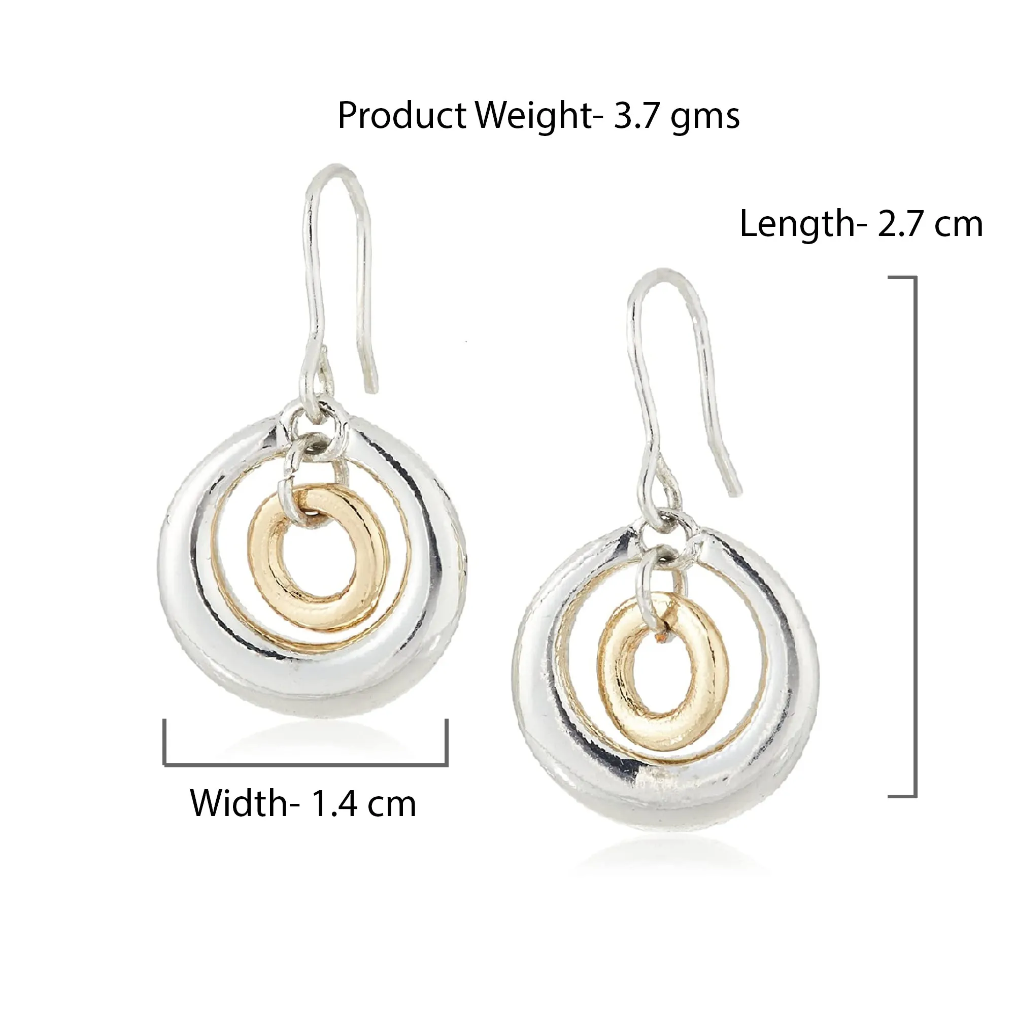 Estele Gold & Rhodium Plated Concentric Circles Drop Earrings for Girls and Women