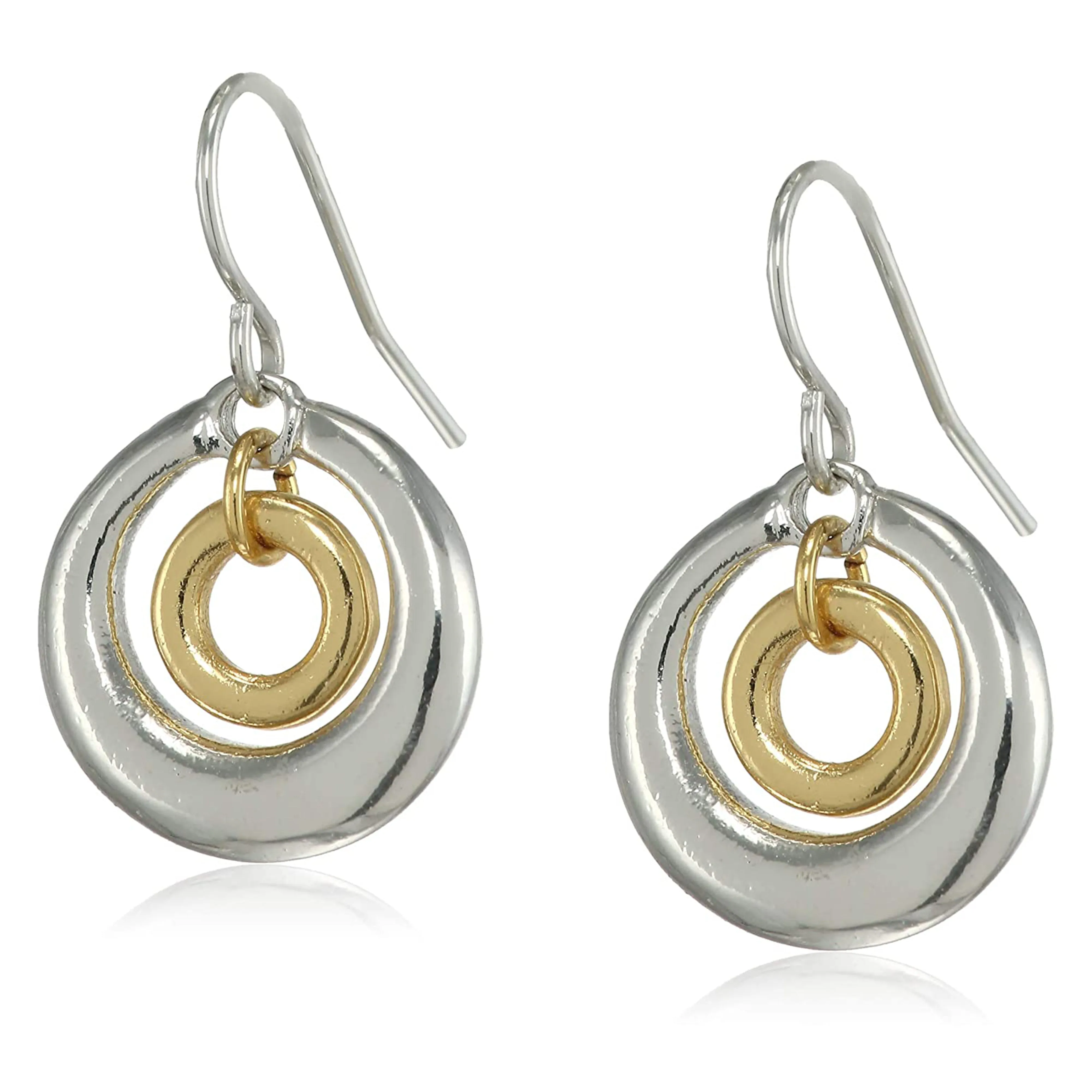 Estele Gold & Rhodium Plated Concentric Circles Drop Earrings for Girls and Women