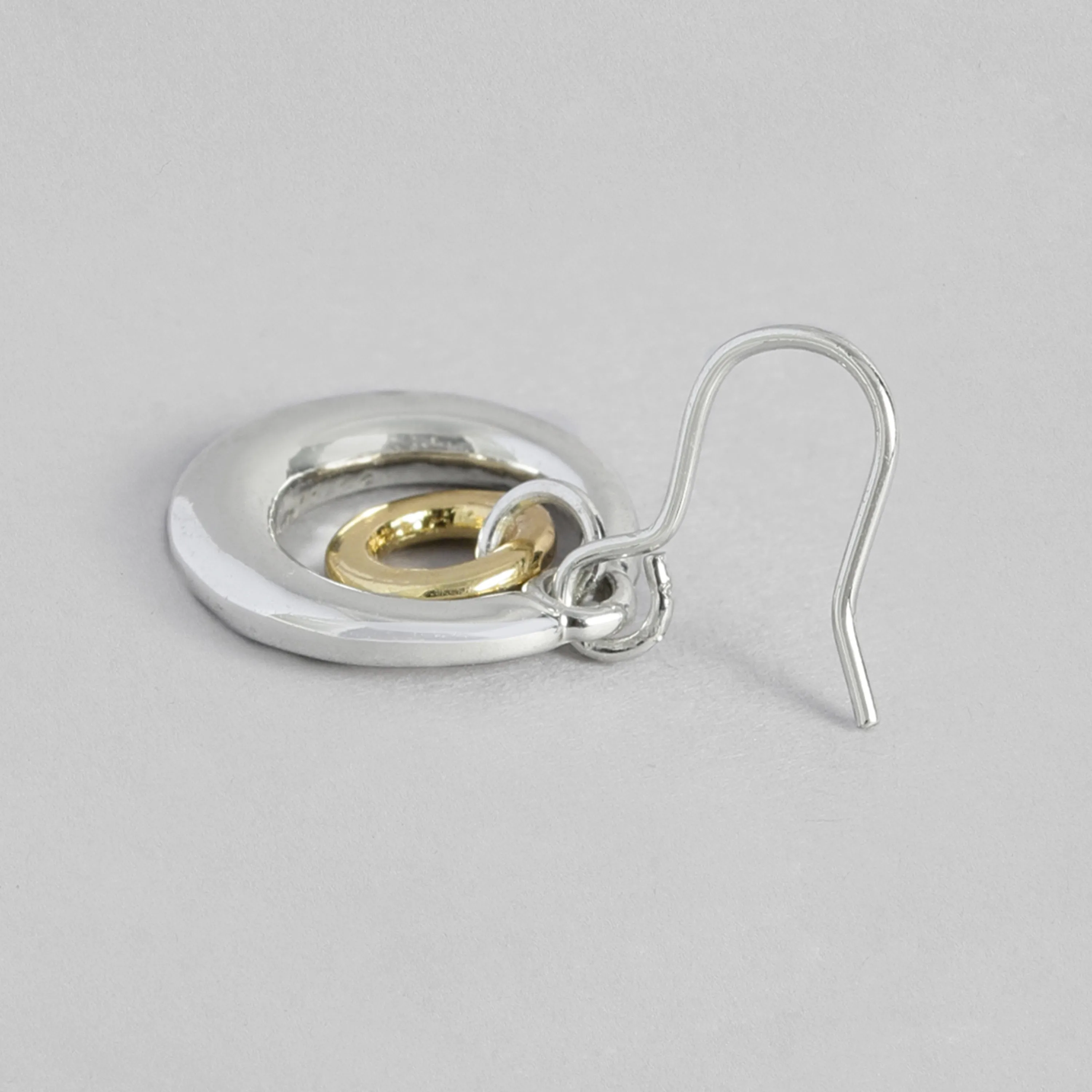 Estele Gold & Rhodium Plated Concentric Circles Drop Earrings for Girls and Women