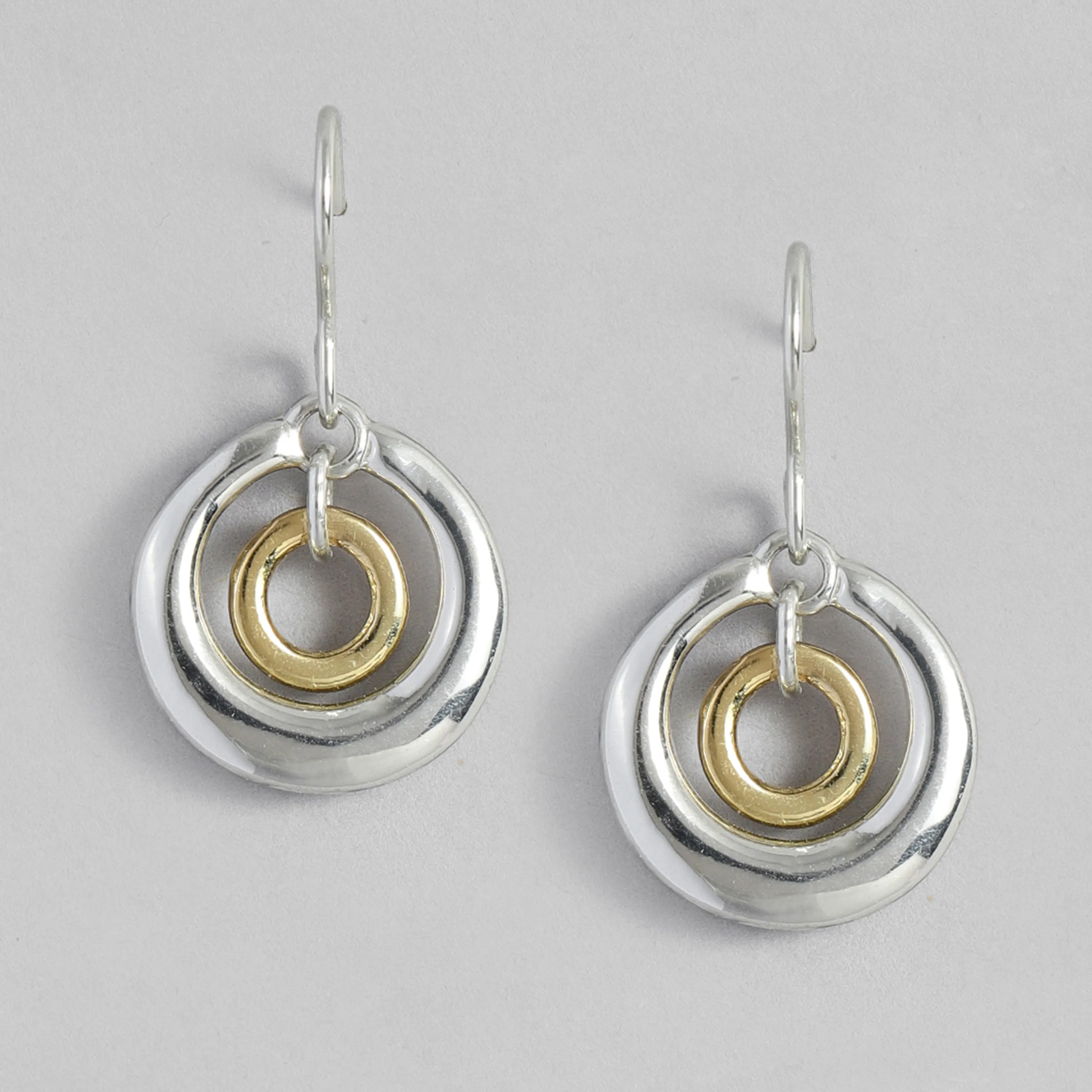 Estele Gold & Rhodium Plated Concentric Circles Drop Earrings for Girls and Women