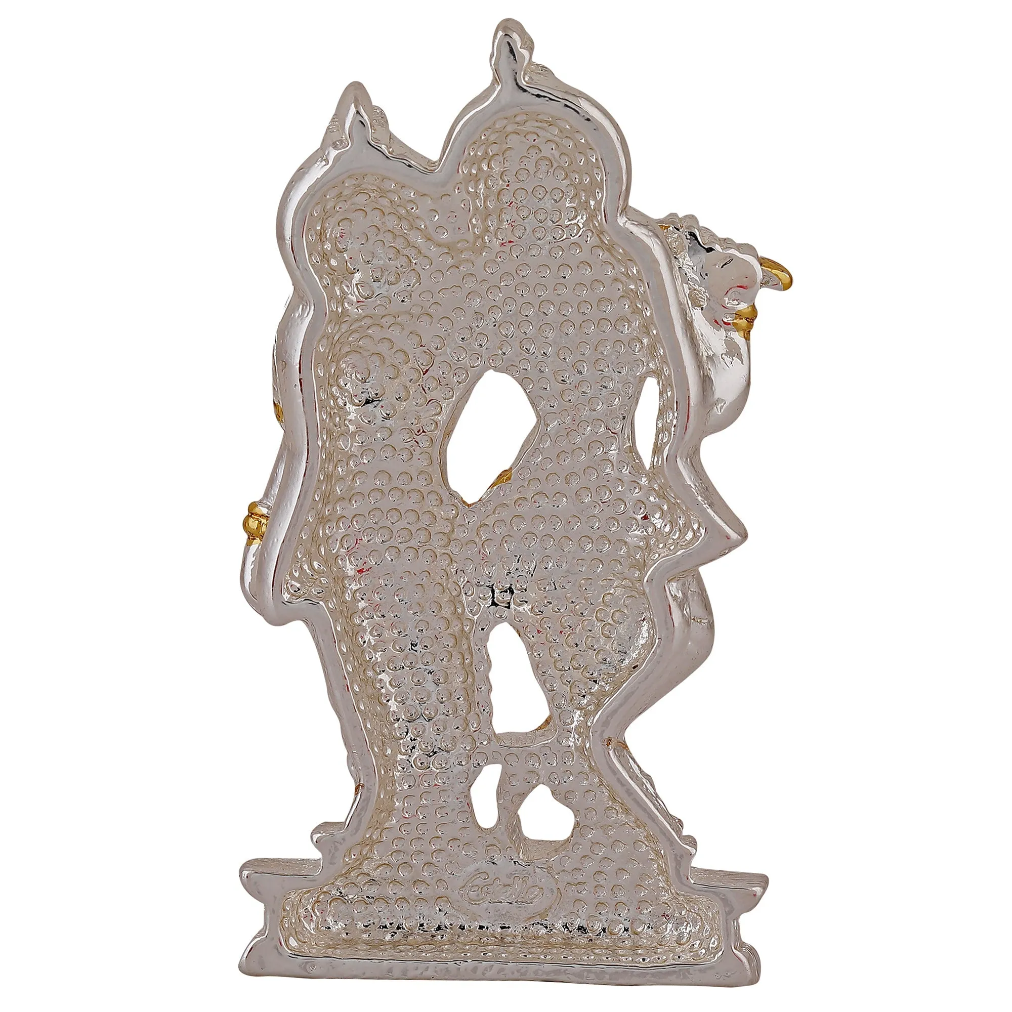 Estele Gold & Rhodium Plated Devotional Shree Radha Krishna Idol for Home/Car Decor.